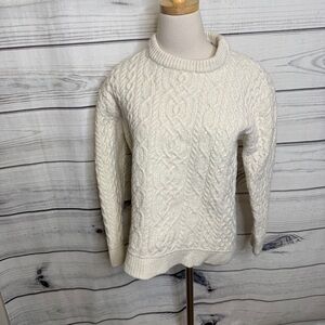 Aran Crafts Wool Fisherman Cream Cable Knit Sweater